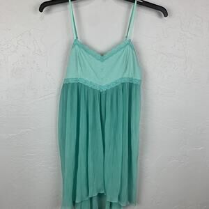 Intimately Free People Babydoll Chemise Womens Medium Mint Green Lace Pleated